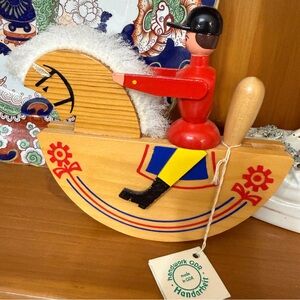 Handmade German Rocking Horse and Rider Wooden Toy